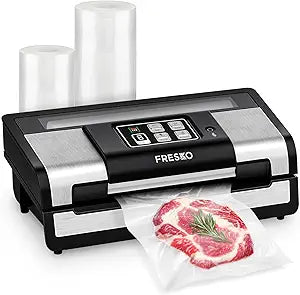 FRESKO Smart Vacuum Sealer Pro, Full Automatic Food Sealer Machine for Food Stoarge and Saver，Powerful Seal a Meal Sealer Machine with Auto Dry/Moist Detection, Roll Bag and Built-in Cutter (NEW)