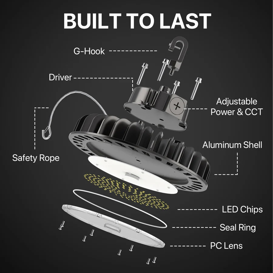 Hyperlite LED High Bay Light - Black Hero Series, 21750lumens, Selectable Wattage&CCT, AC 120-277V