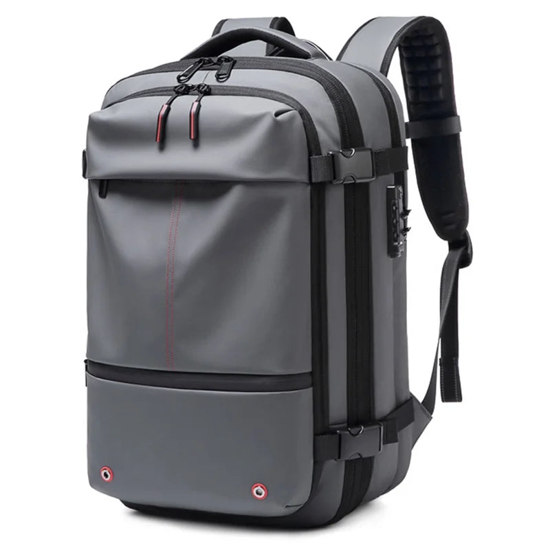 OUTWALK Travel 17-inch Laptop Backpack Vacuum Compression Expanding Shoulder Bag - Grey