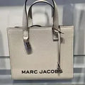 MARC JACOBS MINI GRIND LEATHER TOTE,MARSHMALLOW