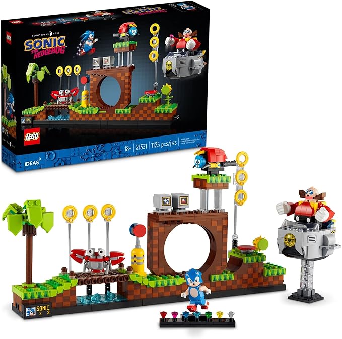 LEGO Ideas Sonic The Hedgehog – Green Hill Zone 21331 Collectible Set, Nostalgic 90's Gift Idea for Adults with Dr. Eggman Figure and Eggmobile(Not In Original Box)