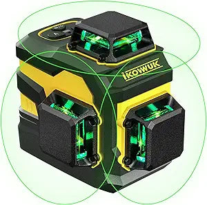 IKOVWUK Laser Level, 3x360° Cross Line Laser for Construction and Picture Hanging, 12 Green Lasers with Self-leveling Model No. B1-12-New