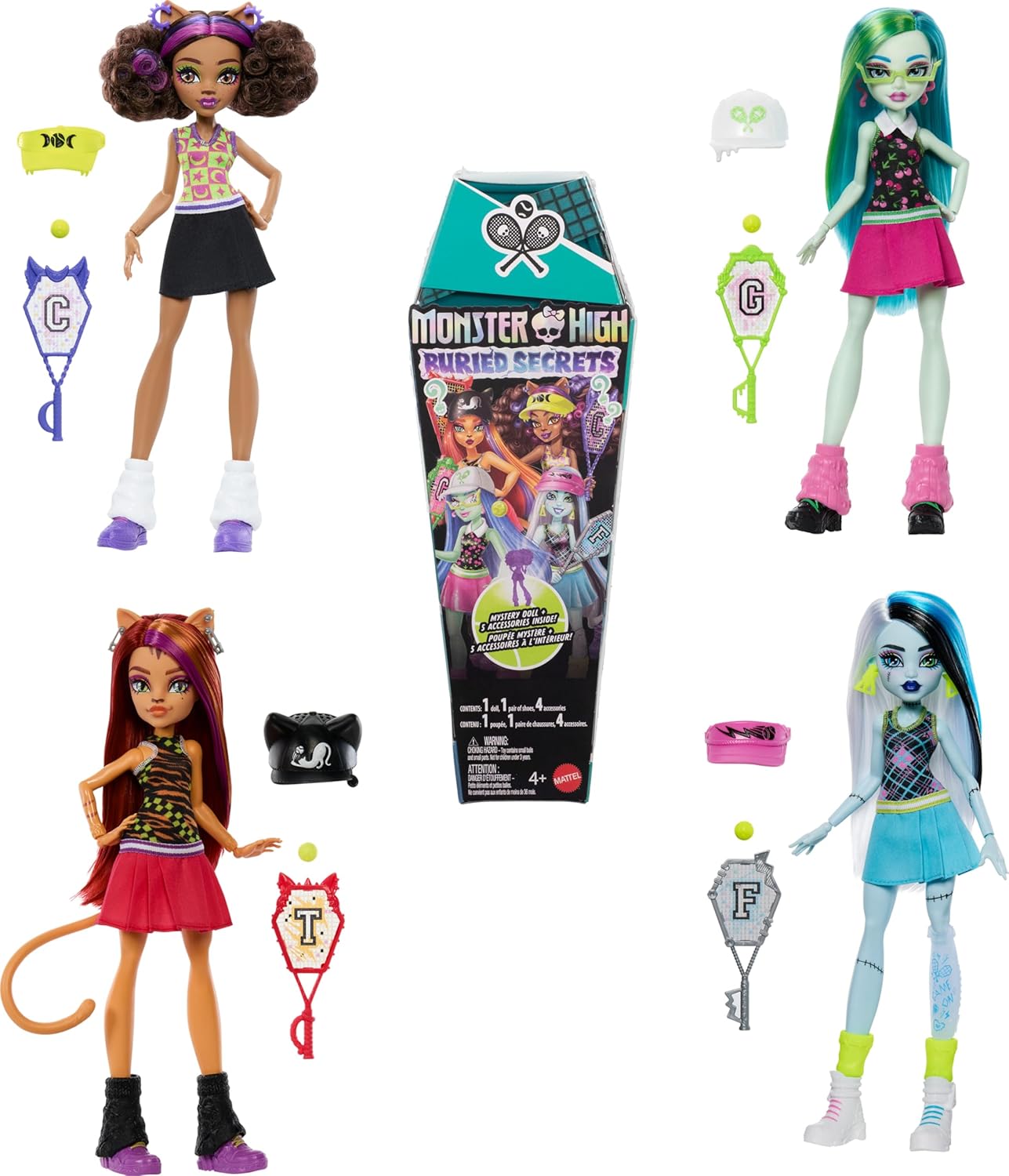 Monster High Buried Secrets Surprise Dolls with Courtside Fang-Out Theme (Characters May Vary)