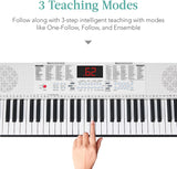 Best Choice Products - 61-Key Beginners Electronic Keyboard Piano Set w/ 3 Modes, Microphone - White
