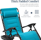 Best Choice Products - Oversized Padded Zero Gravity Chair, Folding Recliner w/ Headrest, Side Tray - Aqua Blue