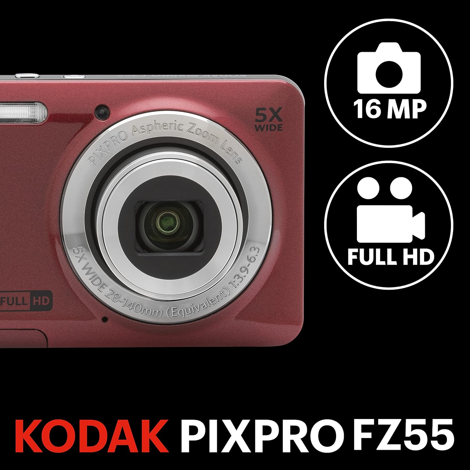 Kodak PIXPRO FZ55-RD 16MP Digital Camera