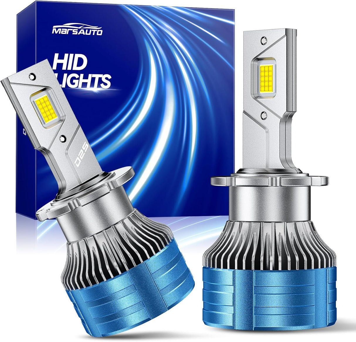 Marsauto D2S Bulbs, 6000K White 10X Brighter for HID Assembly D2S Xenon HID Bulb Replace 85122 66240 66040, Plug and Play Pack of 2