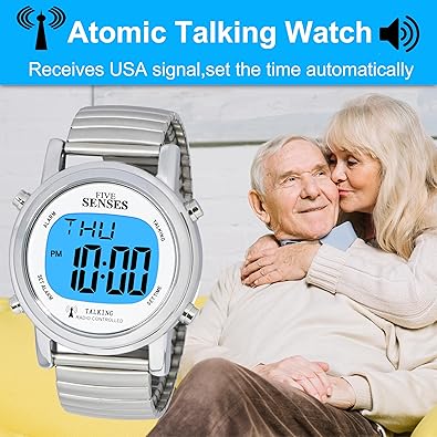 ATOMIC! Talking Watch - Sets Itself SENSES Metal Easy-To-Read Talking Watch 1021 (OPEN BOX)