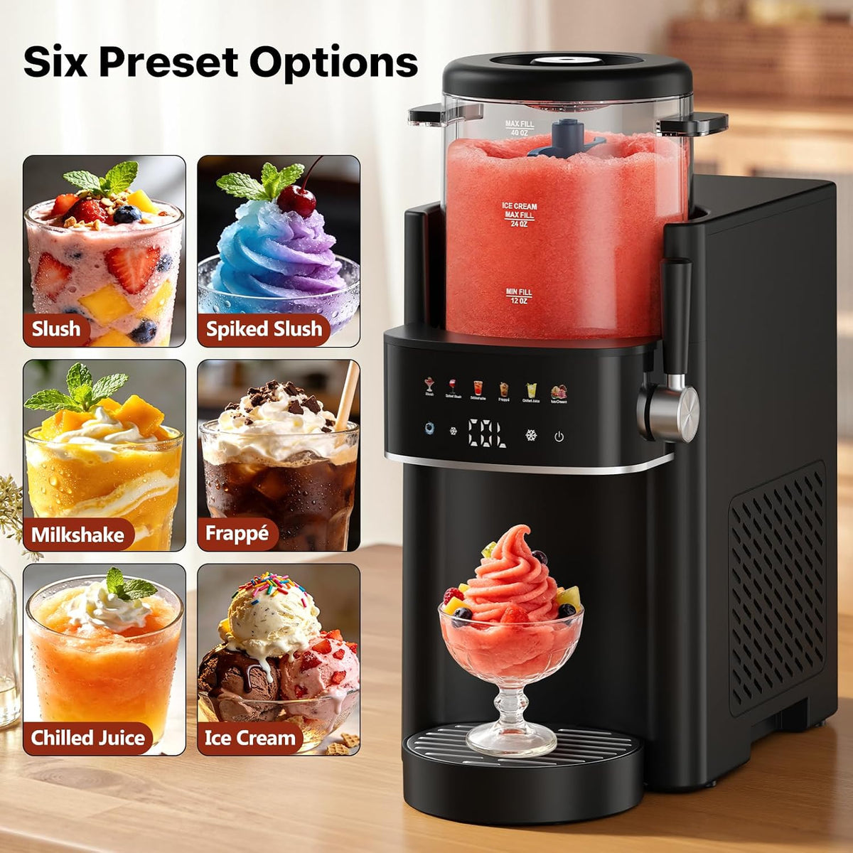 Ranvaira Slushie Machine for Home, Ice Cream Maker, 40OZ Capacity, Black