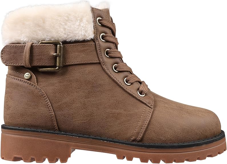Lamo Women's Kit Lace-Up Boots - Stylish Boots with PU Upper, Faux Fur Collar, NeverWet Water and Stain Resistance,TPR Outsole - 7" Height with Medial Side Zipper and Premium Faux Fur Lining Size 9