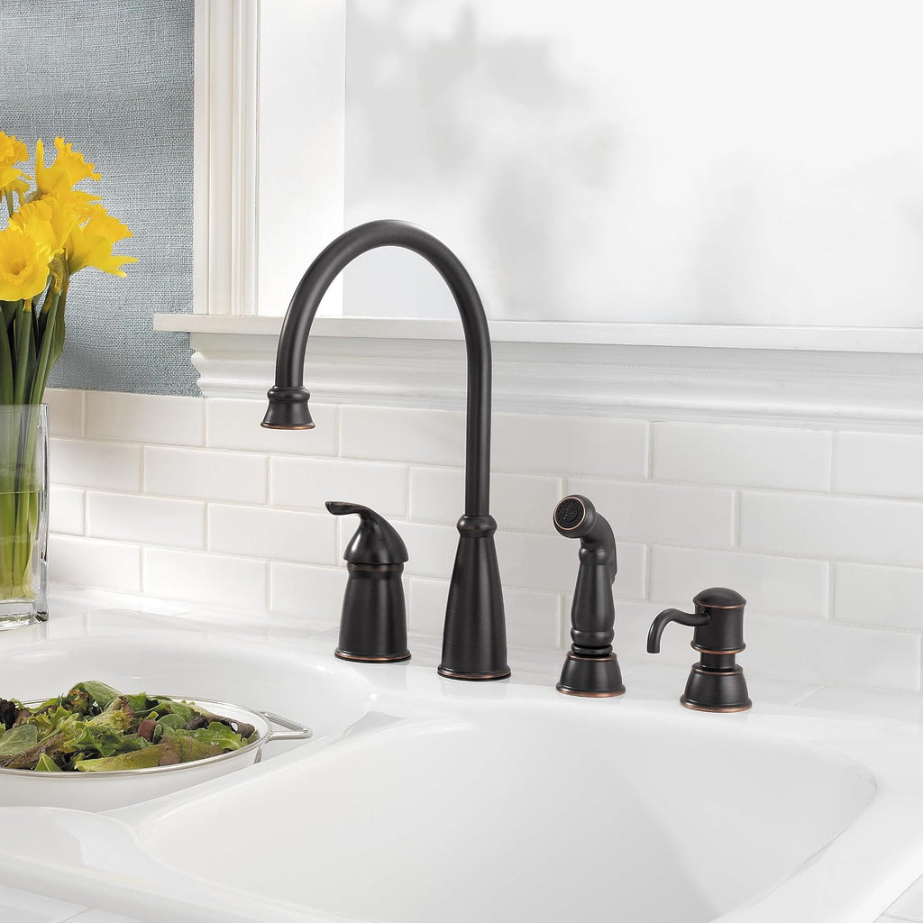 Pfister GT26-4CBY Avalon One-Handle Kitchen Faucet with Side Spray, Tuscan Bronze