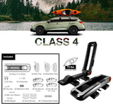 KUAT Class 4 V2 Folding J-Style Kayak Hauling Rack | Durable Rubber-Protected Universal Car SUV Rooftop Crossbar Mounted Boat Transportation System - Gray
