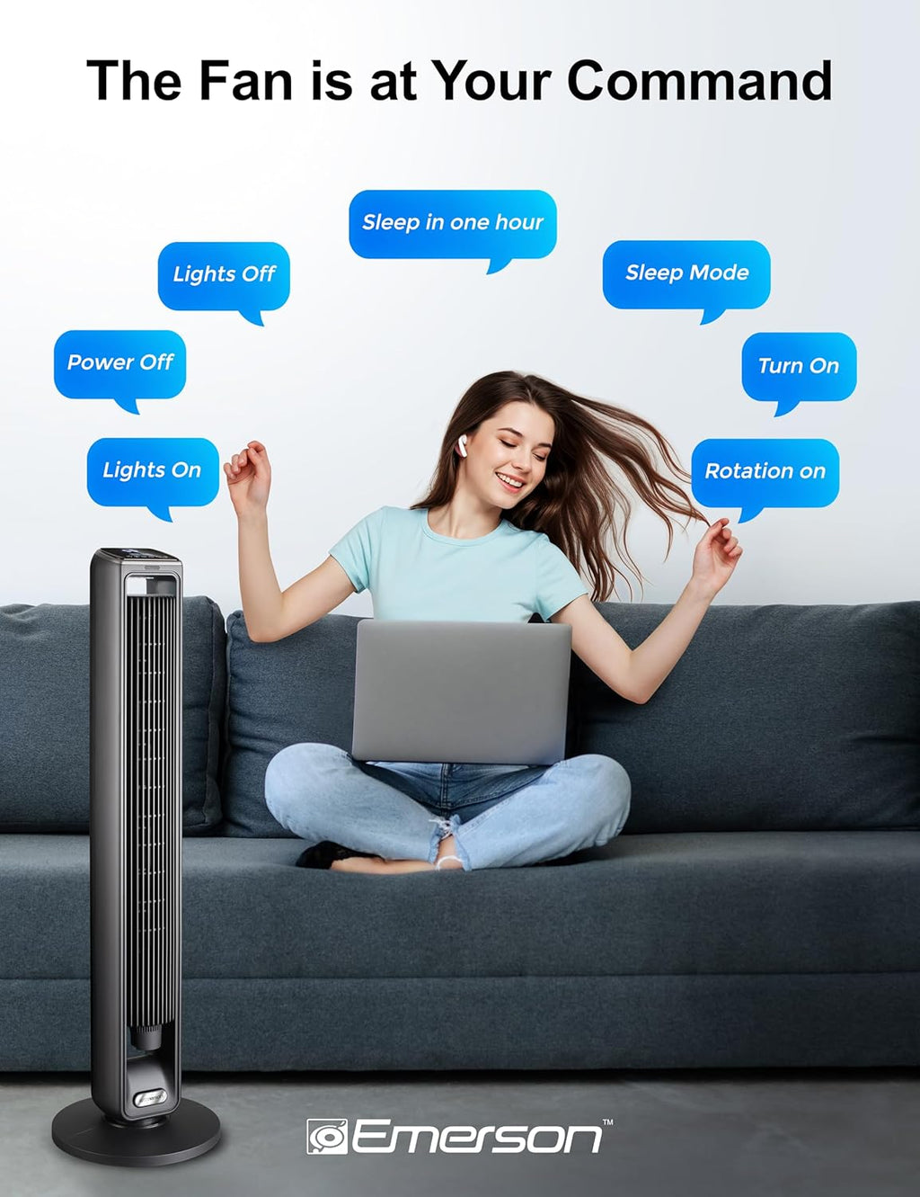 Emerson SmartVoice 29” Bladeless Tower Fan