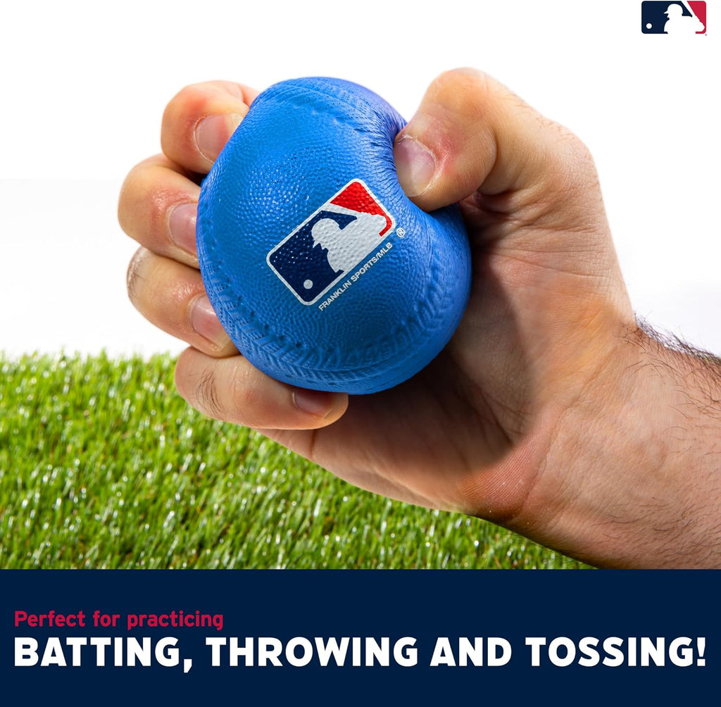 Franklin Sports Foam Baseballs - Soft Foam Practice Baseballs for Kids - Perfect for Hitting and Indoor or Outdoor Play - 3 Pack - Official MLB Licensed Product