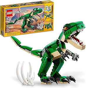 LEGO Creator 3 in 1 Mighty Dinosaur Toy, Transforms from T. rex to Triceratops to Pterodactyl Dinosaur Figures, Great Gift for 7-12 Year Old Boys & Girls, 31058(New Open Box)