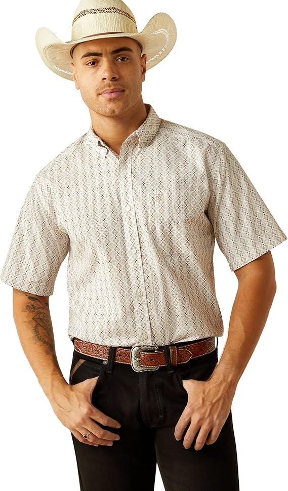 ARIAT Men's Carlo Classic Fit Shirt, Sand, Large