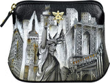 Anuschka Women’s Leather Coin Purse – Hand-Painted Genuine Leather Coin Purse with Secure Closure - 1182, City of Dreams