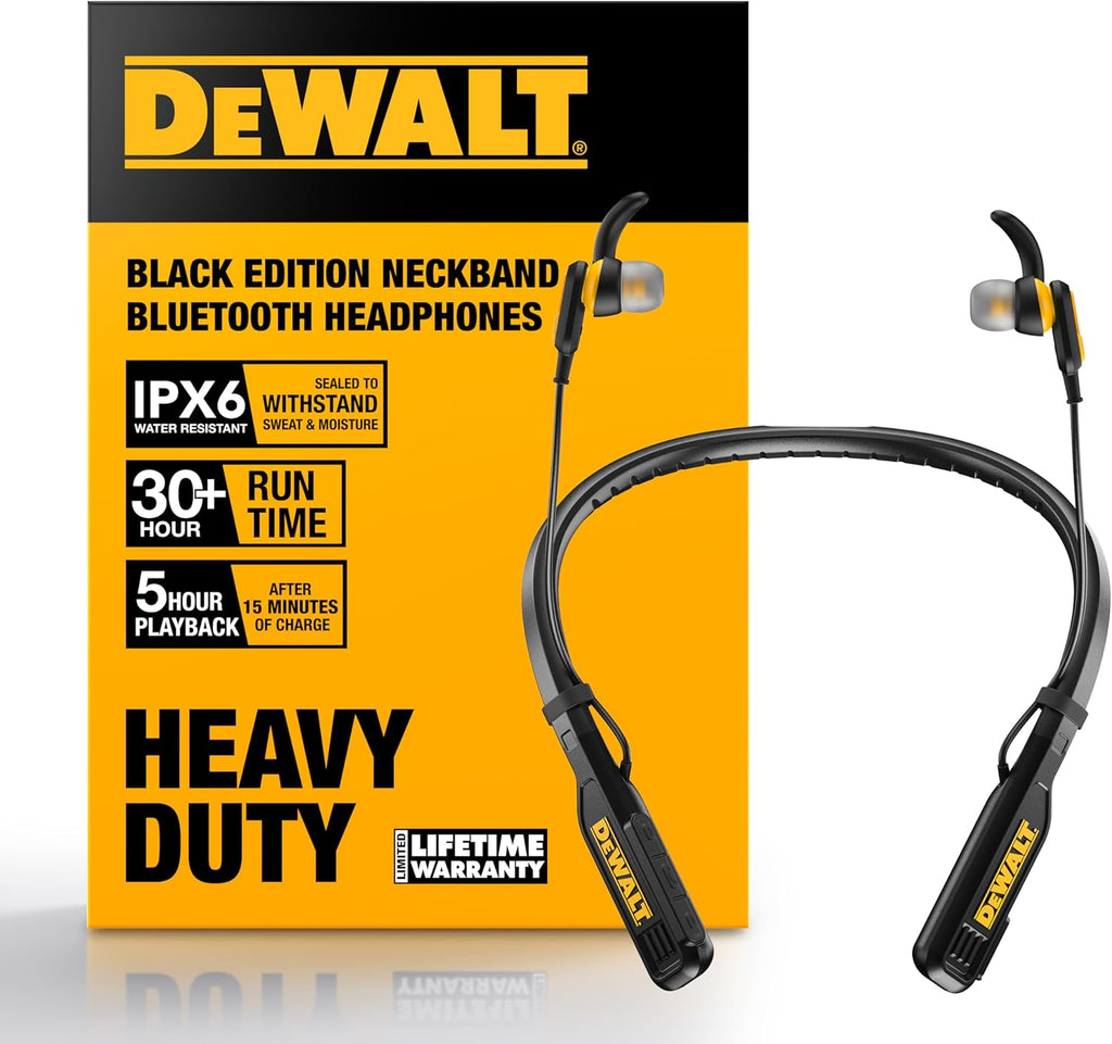 DEWALT Heavy Duty Magnetic Bluetooth Neckband Headphones
