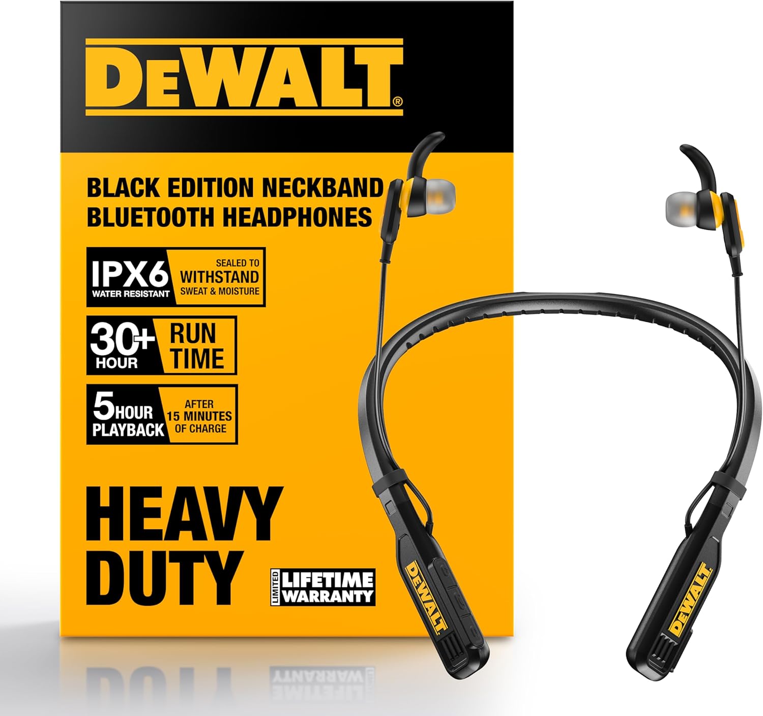 DEWALT Heavy Duty Magnetic Bluetooth Neckband Headphones