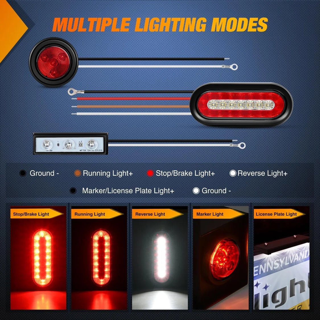Nilight - 2 PCS Steel Trailer Light Boxes Housing Kit