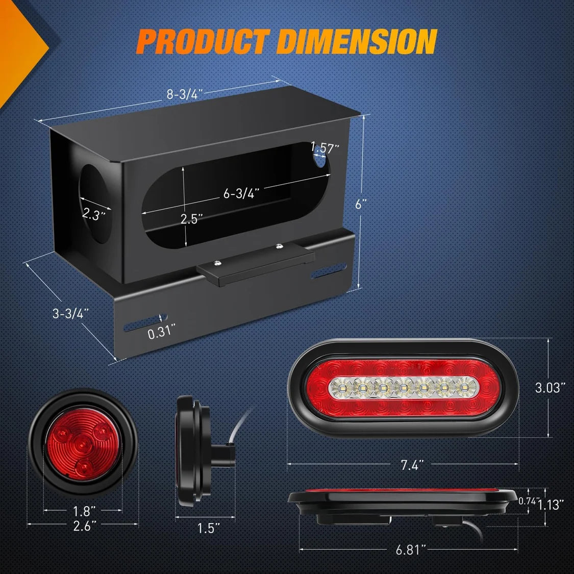 Nilight - 2 PCS Steel Trailer Light Boxes Housing Kit
