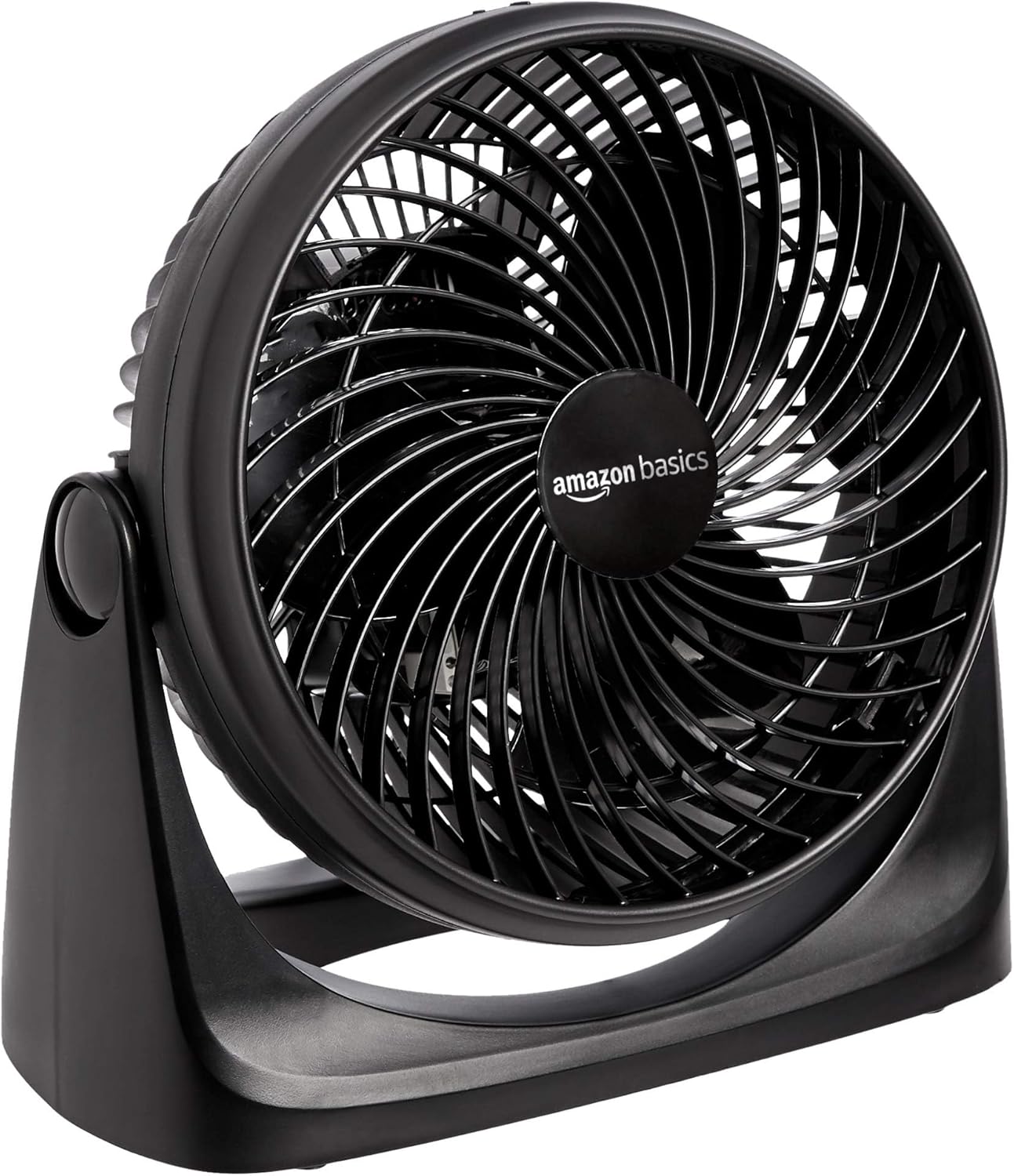 Amazon Basics Air Circulator Desk Fan for Bedroom, Home and Office, 90-Degree Tilt Head, 3 Speed Settings, Cooling, 35 Watts, Black, 11.1"W x 6.3"D x 10.9"H