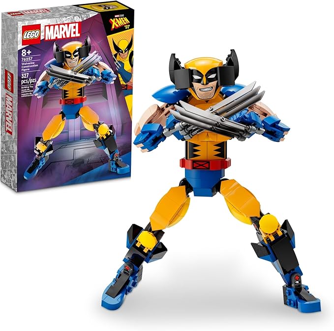 LEGO Marvel Wolverine Construction Figure 76257 Buildable Marvel Action Figure, Fully Jointed Marvel Collectible with 6 Claw Elements for Play and Display, X-Men Super Hero