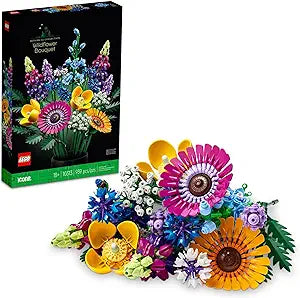 LEGO Icons Wildflower Bouquet Set - Artificial Flowers with Poppies and Lavender, Adult Collection, Unique Home Décor, Botanical Piece, 10313