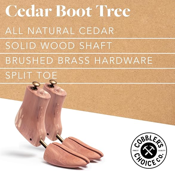 Cobbler's Choice Cedar Boot Trees for Men - Aromatic Wood With Split Toe Size/Medium 8-9.5'