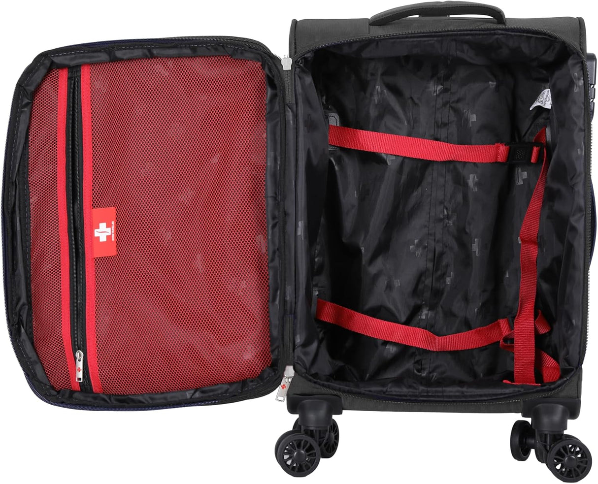 Swiss Traveller Spinner Luggage Suitcase - Soft Side Luggages - Black - 24in