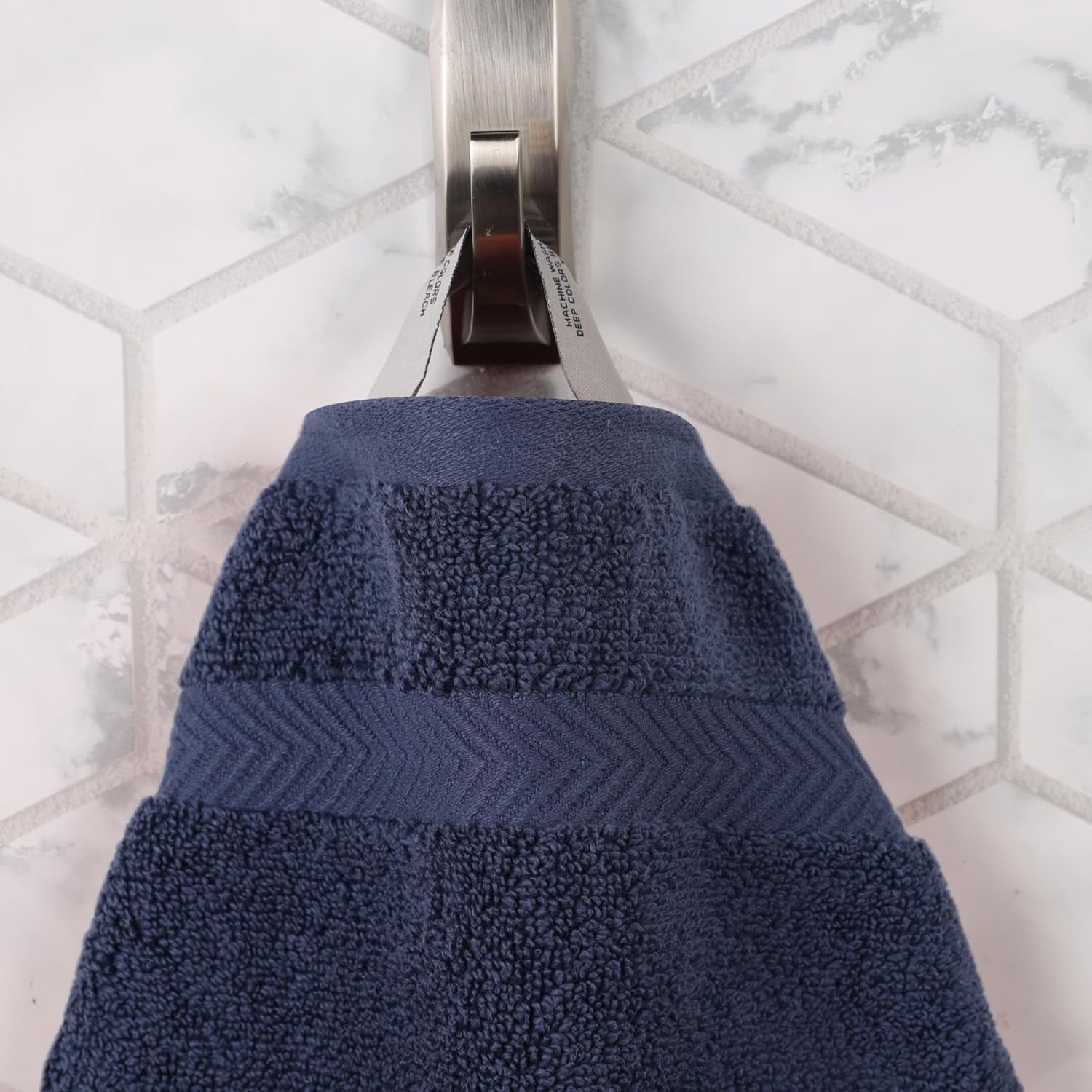SUPERIOR Zero Twist 100% Cotton Bathroom Towel 6pc, Midnight Blue