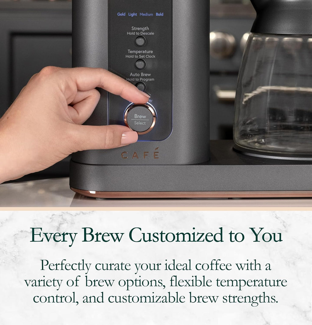 Café Specialty Drip Coffee Maker, 10-Cup Glass Carafe, WiFi Connected Smart Voice-to-Brew, Includes Reusable Filter Basket & Grounds Scooper, Barista-Quality Brew, SCA Certified, Matte Black