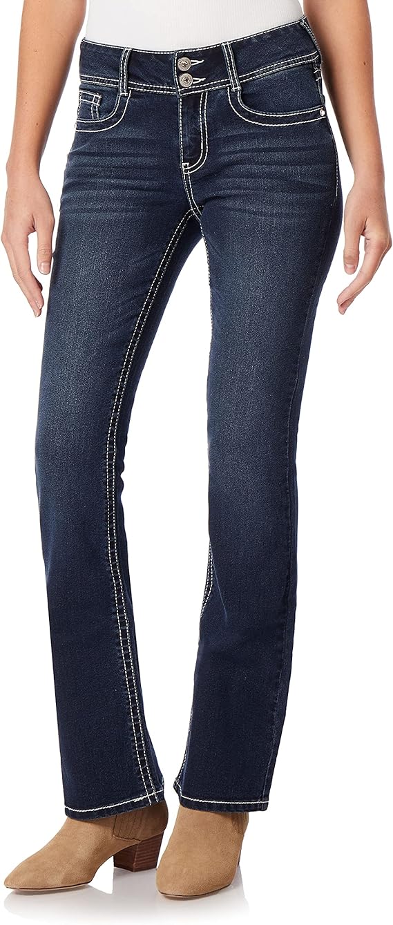 WallFlower Womens Luscious Curvy Bootcut Mid-Rise Bling Insta Stretch Juniors Jeans Size 13