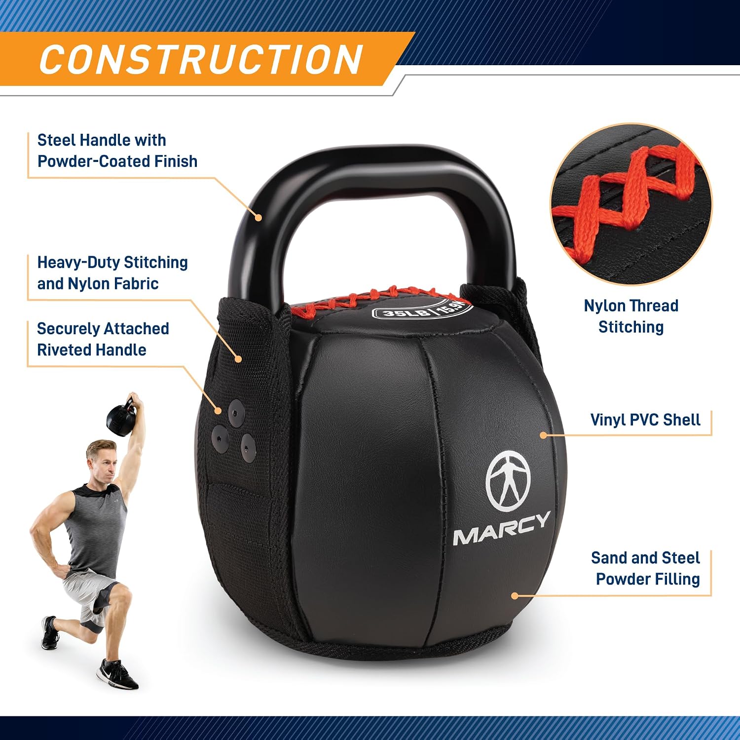 MARCY - 30LB Soft Kettlebell for Weightlifting, Conditioning, Strength and Core Training