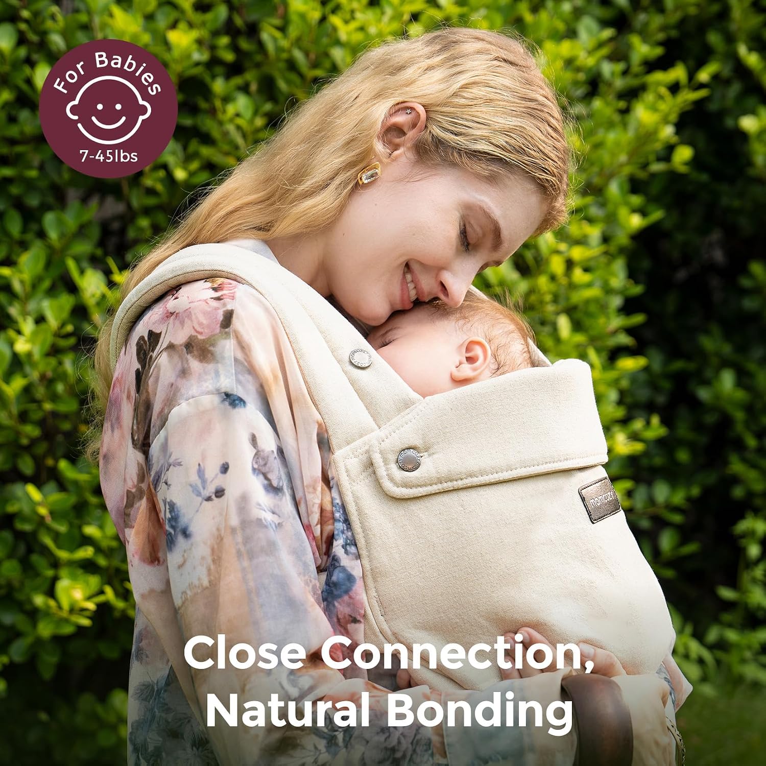 MOMCOZY Cotton-Linen Baby Carrier - 7-45lbs - Light Amber