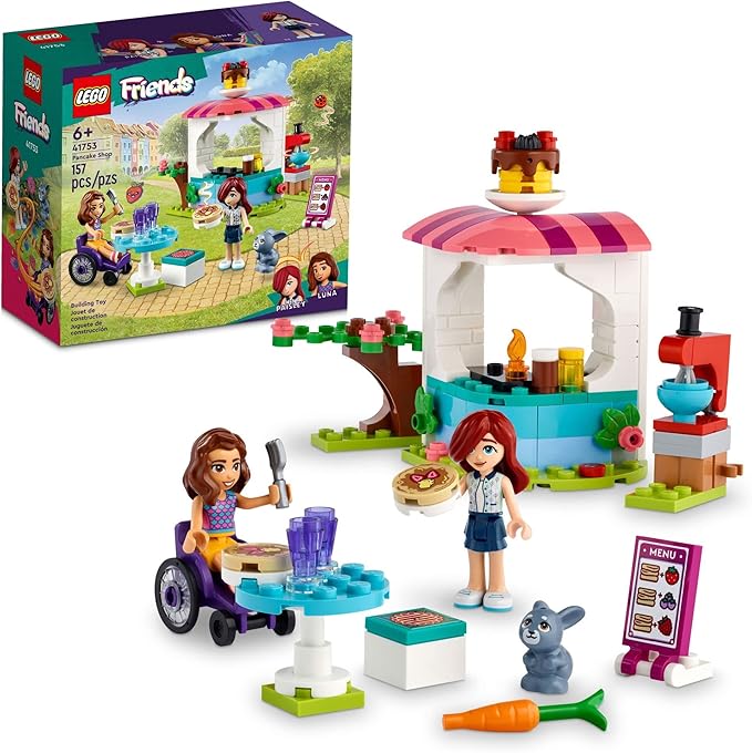 LEGO Friends Pancake Shop 41753 Building Toy Set, Pretend Creative Fun for Boys and Girls Ages 6+, with 2 Mini-Dolls and Accessories, Inspire Imaginative Role Play(New Open Box)