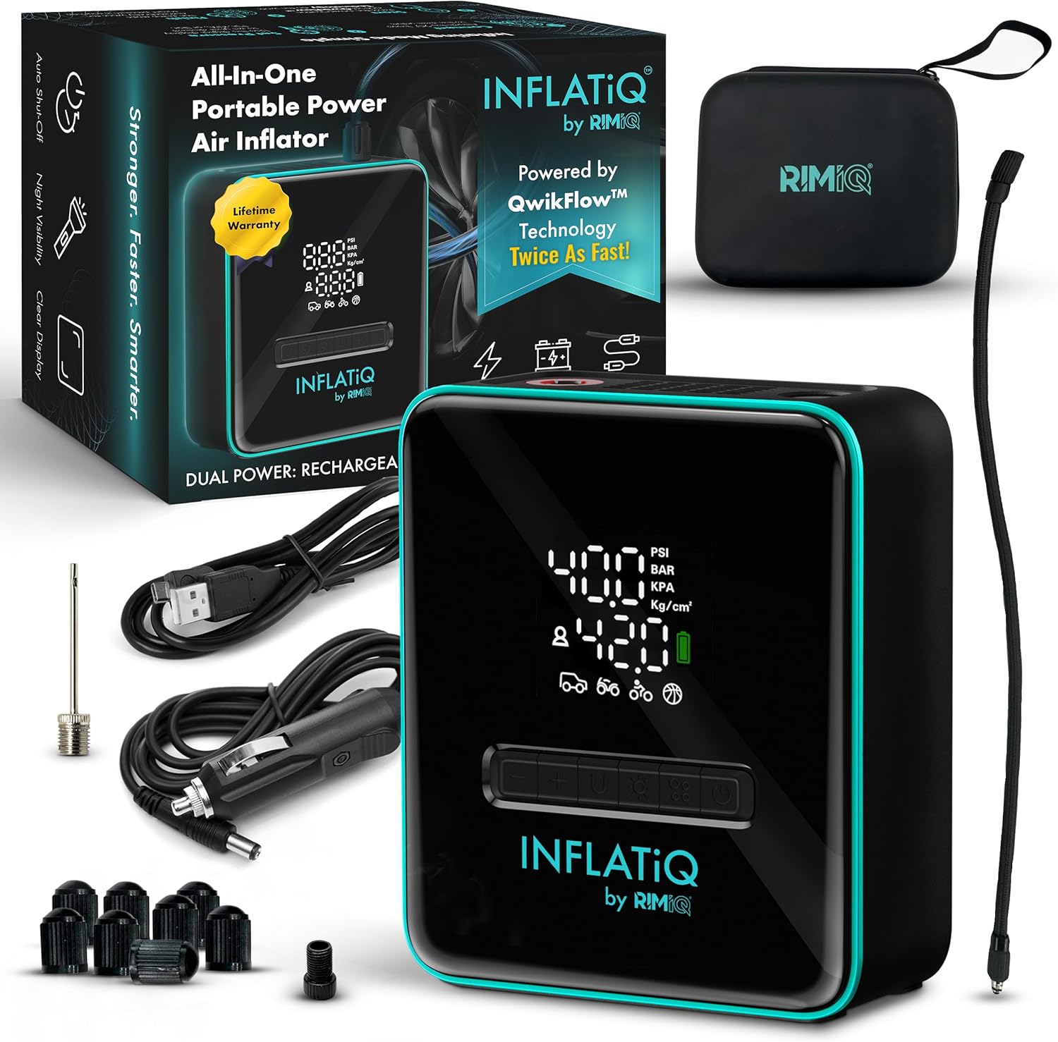 INFLATiQ by RIMiQ Portable Tire Inflator Air Compressor