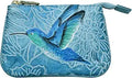 Anuschka Women’s Hand-Painted Genuine Leather Medium Zip Pouch with Key Fobs - Tooled Birds Sky