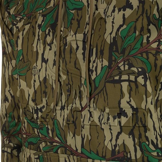 Drake Waterfowl Men's Ol' Tom Back Eddy Embossed Camo Water-Resistant Weatherproof Midweight Hunting Hoodie, (Size: X-Large) Mossy Oak Greenleaf