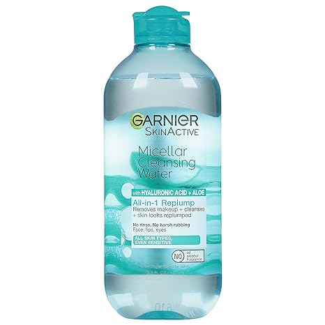 Garnier Skin Active Micellar Hyaluronic Acid & Aloe Repluming Cleansing Water & Removes Makeup (3.4fl oz) (NEW)