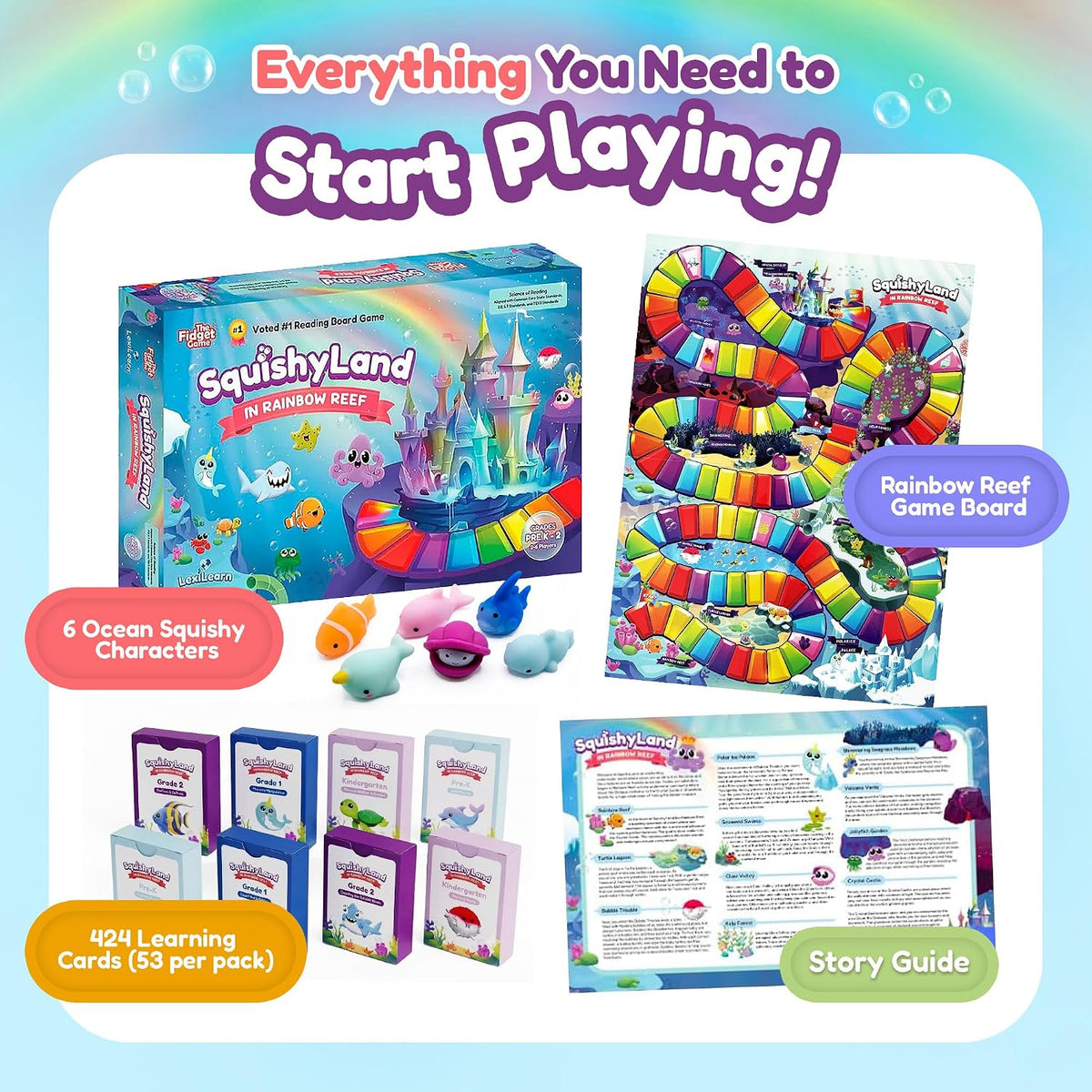 The Fidget Game SquishyLand in Rainbow Reef Board Game - Pre-K to 2nd Grade