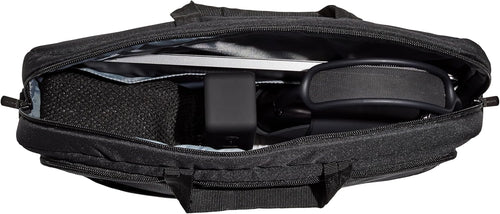 Amazon Basics Laptop Shoulder Bag with Compartments, 17.3-inch, Black, Large Capacity