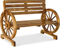 Best Choice Products 2-Person Wooden Wagon Wheel Bench