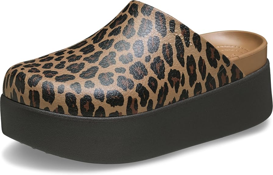 CROCS Women's Dylan Platform Clog in Sepia/Leopard - 9