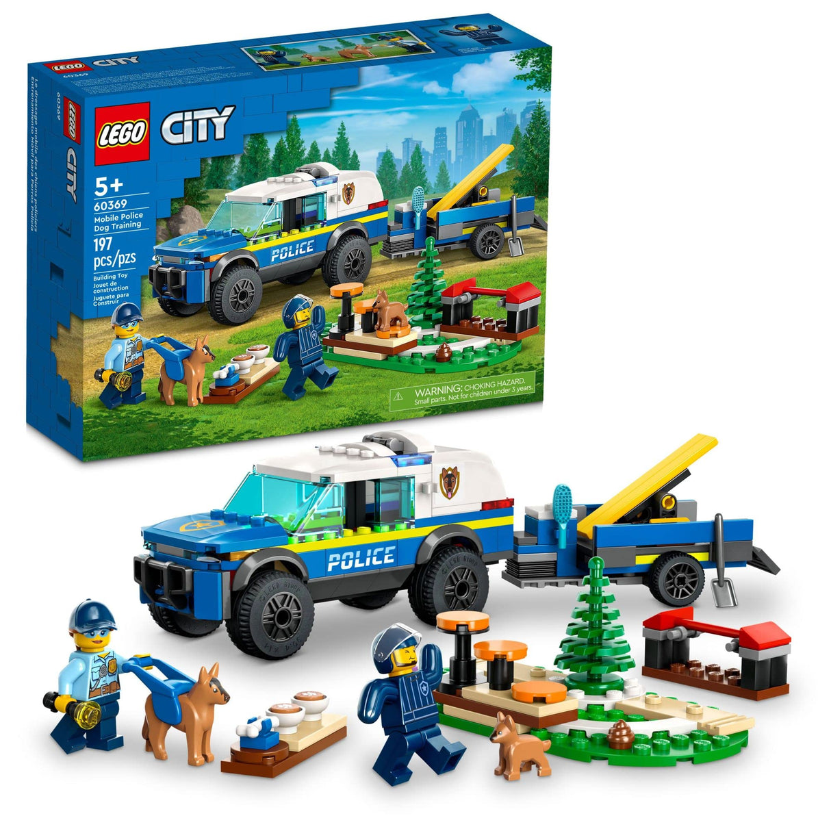 LEGO City Mobile Police Dog Training 60369, SUV Toy Car with Trailer, Obstacle Course and Puppy Figures