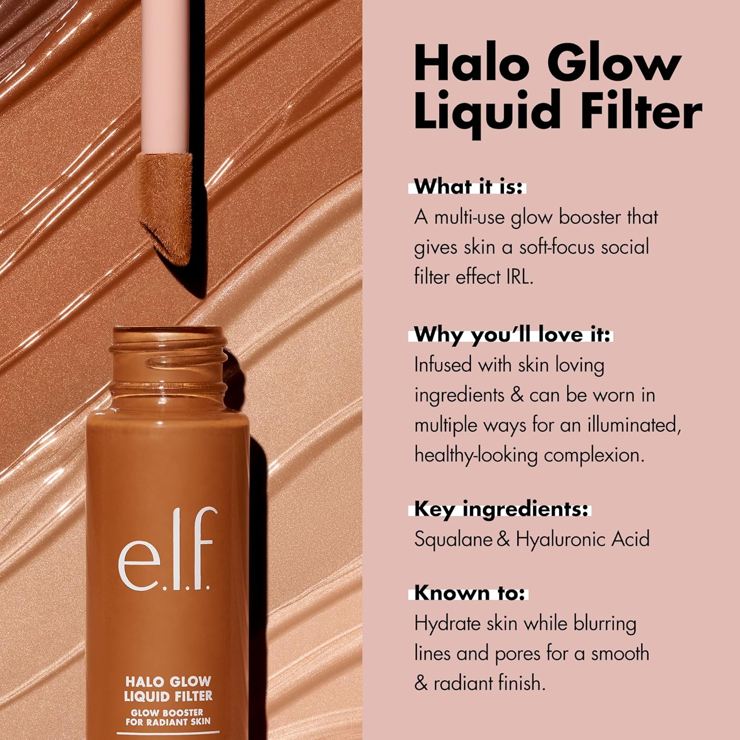 e.l.f. Cosmetics 3 Light/Medium Halo Glow Liquid Filter 1.06 Fl