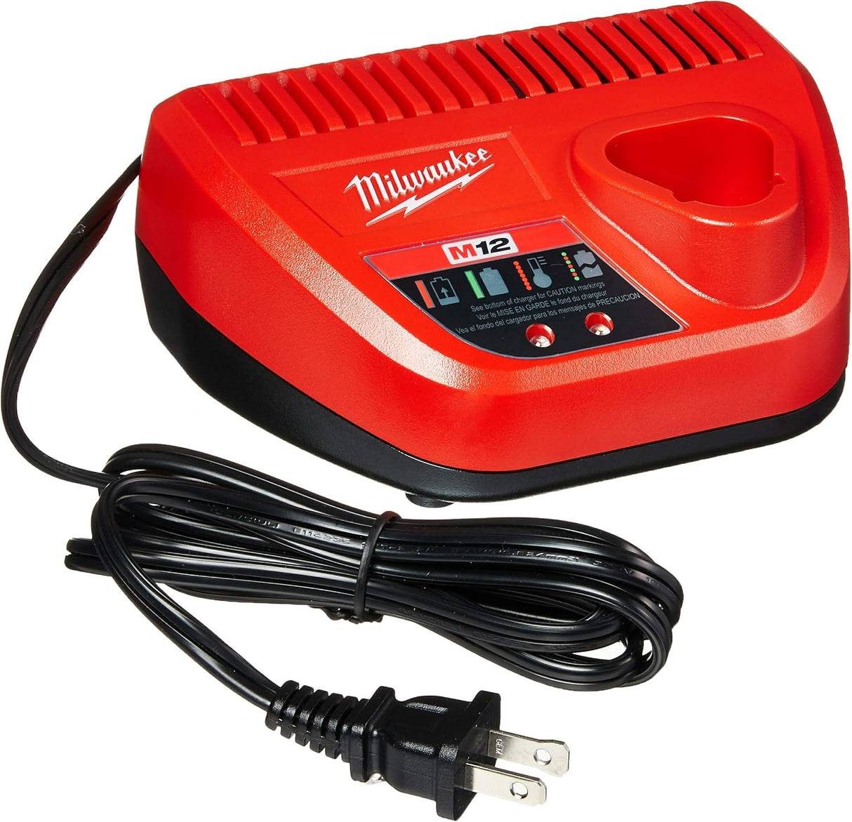 Milwaukee Genuine OEM 48-59-2401 M12 Lithium Ion 12 Volt Battery Charger w/LED Indicating, Red 2pk