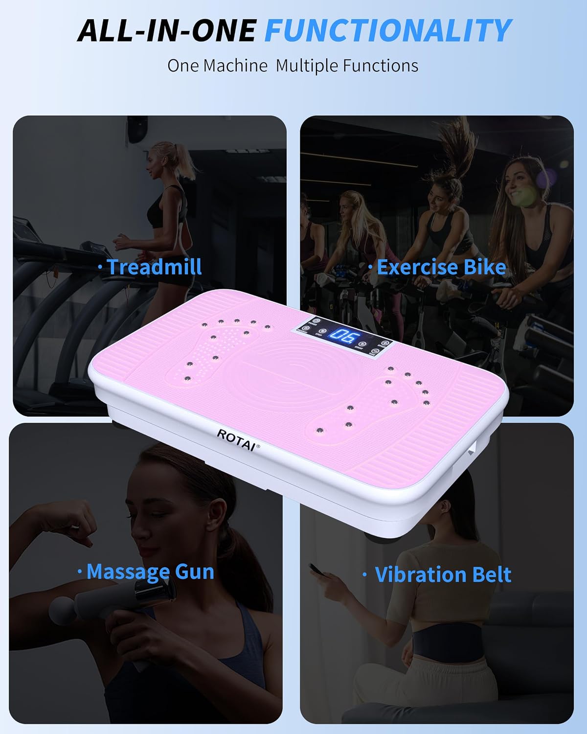 ROTAI Vibration Plate Exercise Machine, 400 lb Capacity-Pink