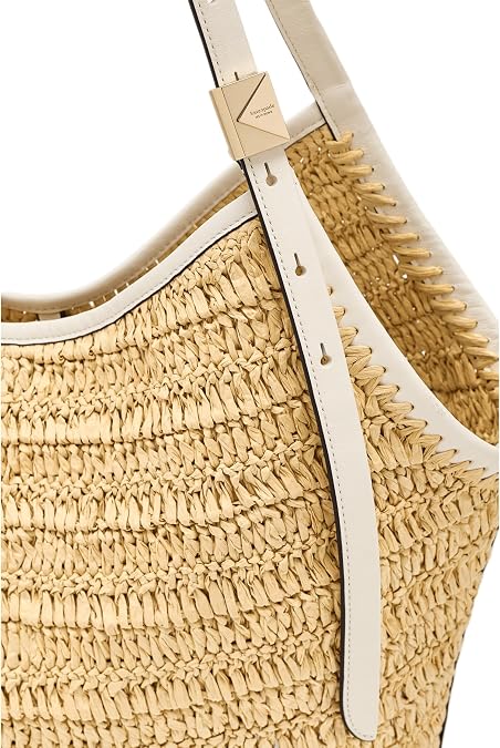 kate spade new york Deco Fine Grain Leather Tulip Tote , Natural Straw