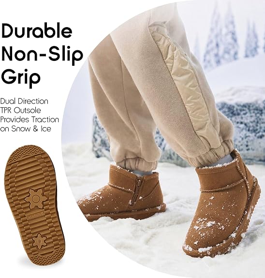 Balabala Boys & Girls Classic Suede Snow Boots - Tan - Size 13C